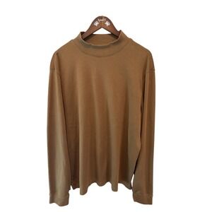 Patrick James Mens Mock Neck Long Sleeve Shirt Brown Pima Cotton‎ XL